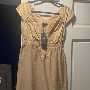 Armani Exchange gold dress. New with tags